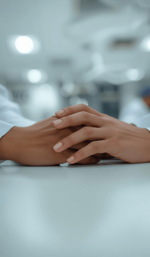 holding patient hand